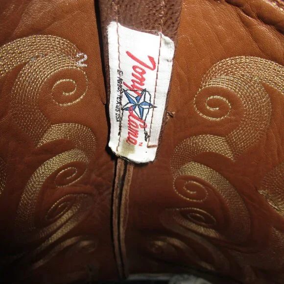 SIZE 13 TAN SADDLE TONY LAMA FULL QUILL OSTRICH COWBOY/WESTERN BROWN BOOTS - Picture 3 of 9
